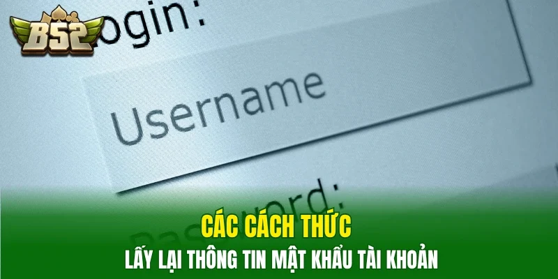 Các cách thức lấy lại thông tin mật khẩu tài khoản